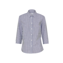 Load image into Gallery viewer, NNT Women&#39;s Avignon Fine Block Stripe Stretch 3/4 Sleeve Shirt - Navy/White - Shirts
