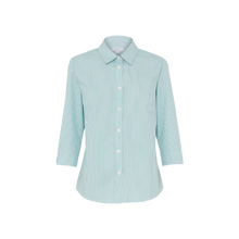 Load image into Gallery viewer, NNT Women&#39;s Avignon Fine Block Stripe Stretch 3/4 Sleeve Shirt - Mint/White - Shirts
