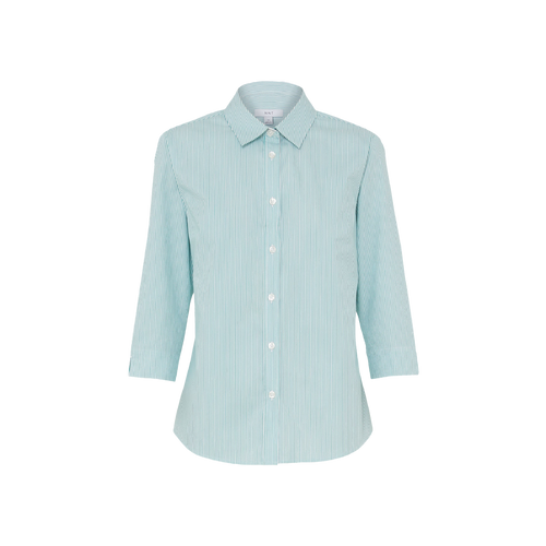 NNT Women's Avignon Fine Block Stripe Stretch 3/4 Sleeve Shirt - Mint/White - Shirts