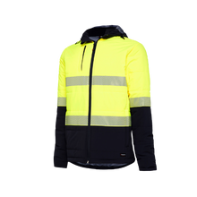 Load image into Gallery viewer, KingGee Men&#39;s Reflective Puffer Jacket - Yellow/Navy - Jackets
