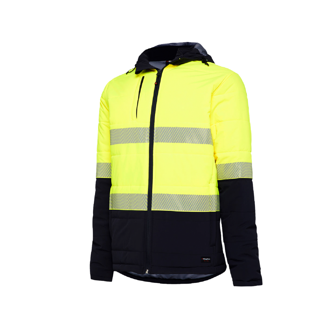 KingGee Men's Reflective Puffer Jacket - Yellow/Navy - Jackets