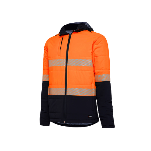 KingGee Men's Reflective Puffer Jacket - Orange/Navy - Jackets