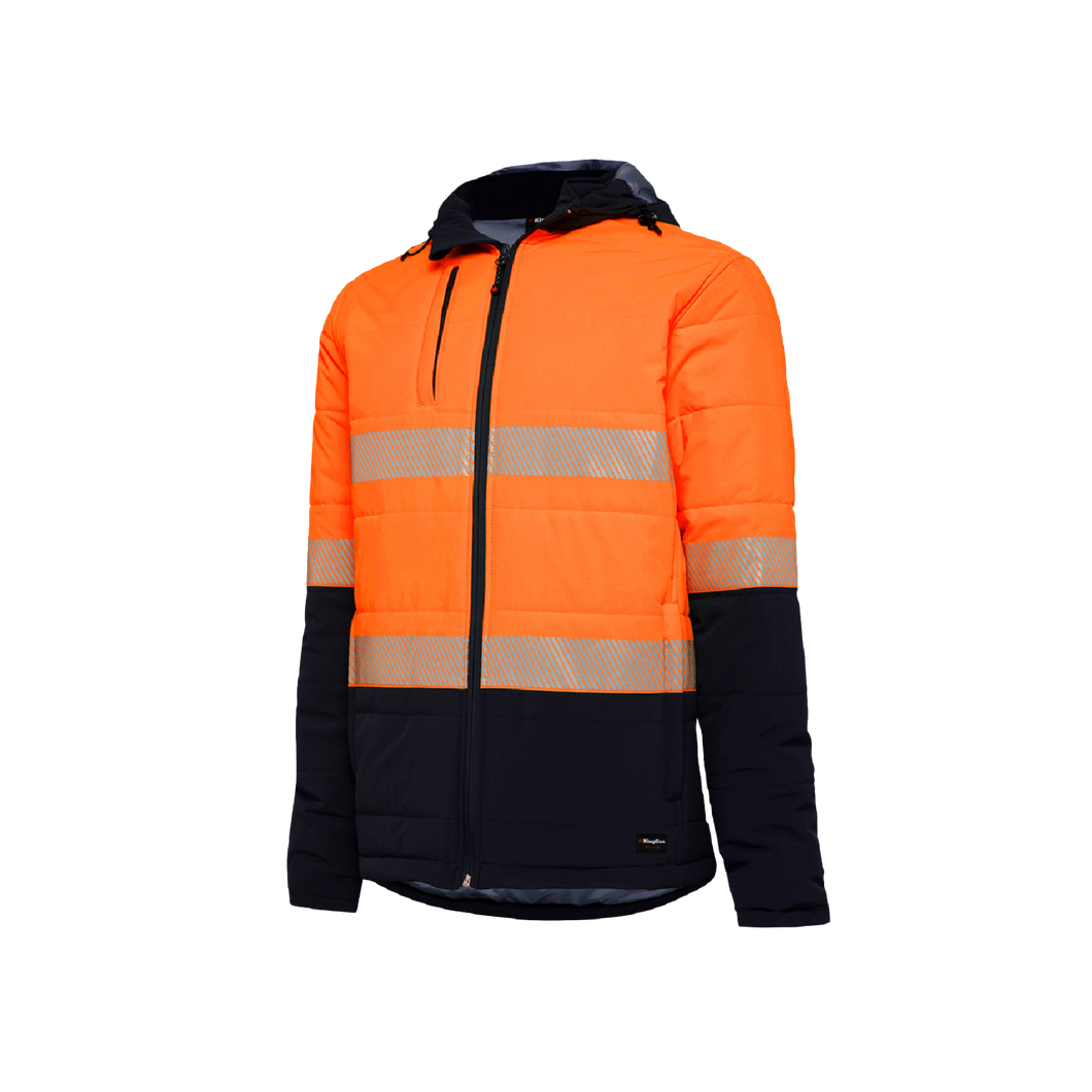 KingGee Men's Reflective Puffer Jacket - Orange/Navy - Jackets