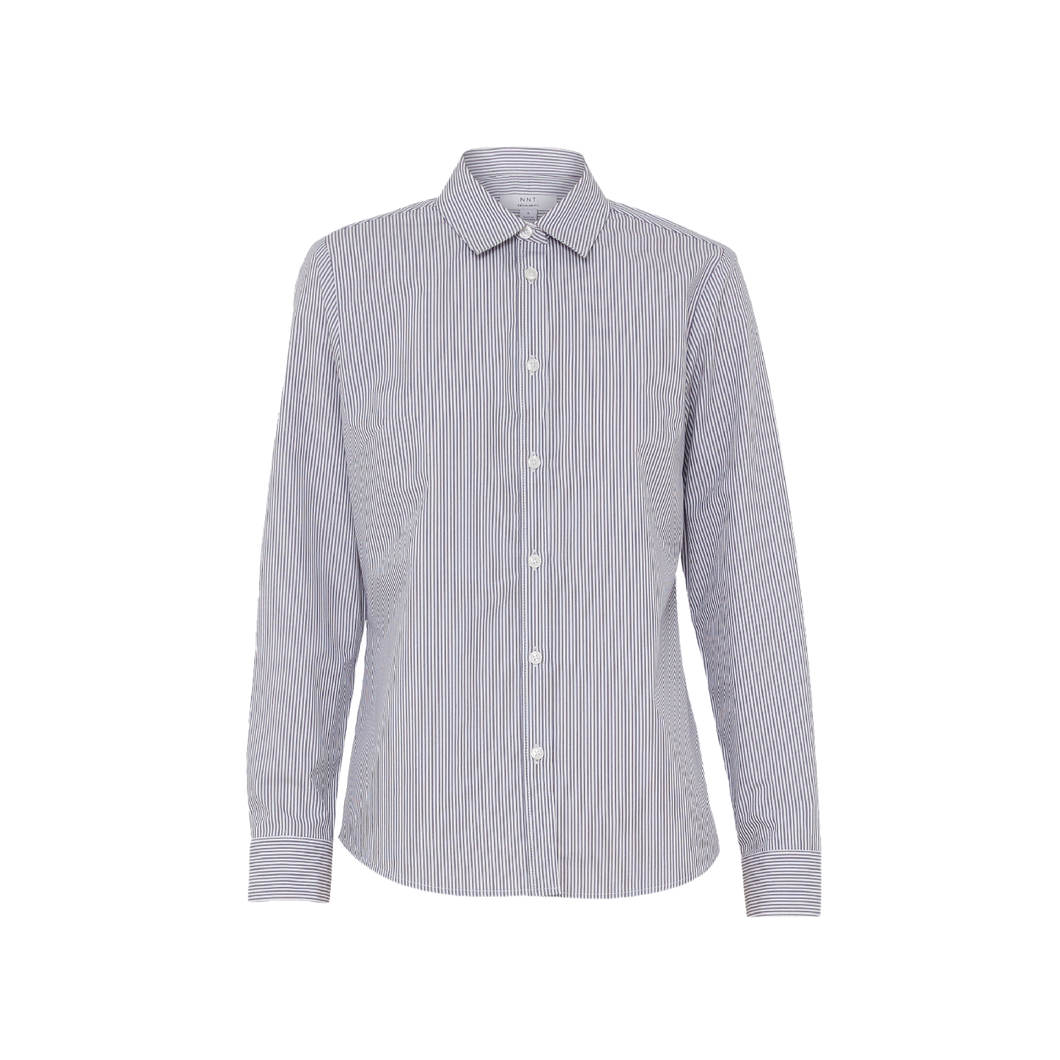 NNT Women's Avignon Fine Block Stripe Stretch Long Sleeve Shirt - Grey/White - Shirts