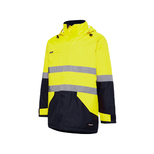 KingGee Men's Reflective Insulated Wet Weather Jacket - Yellow/Navy - Jackets