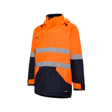 Load image into Gallery viewer, KingGee Men&#39;s Reflective Insulated Wet Weather Jacket - Orange/Navy - Jackets
