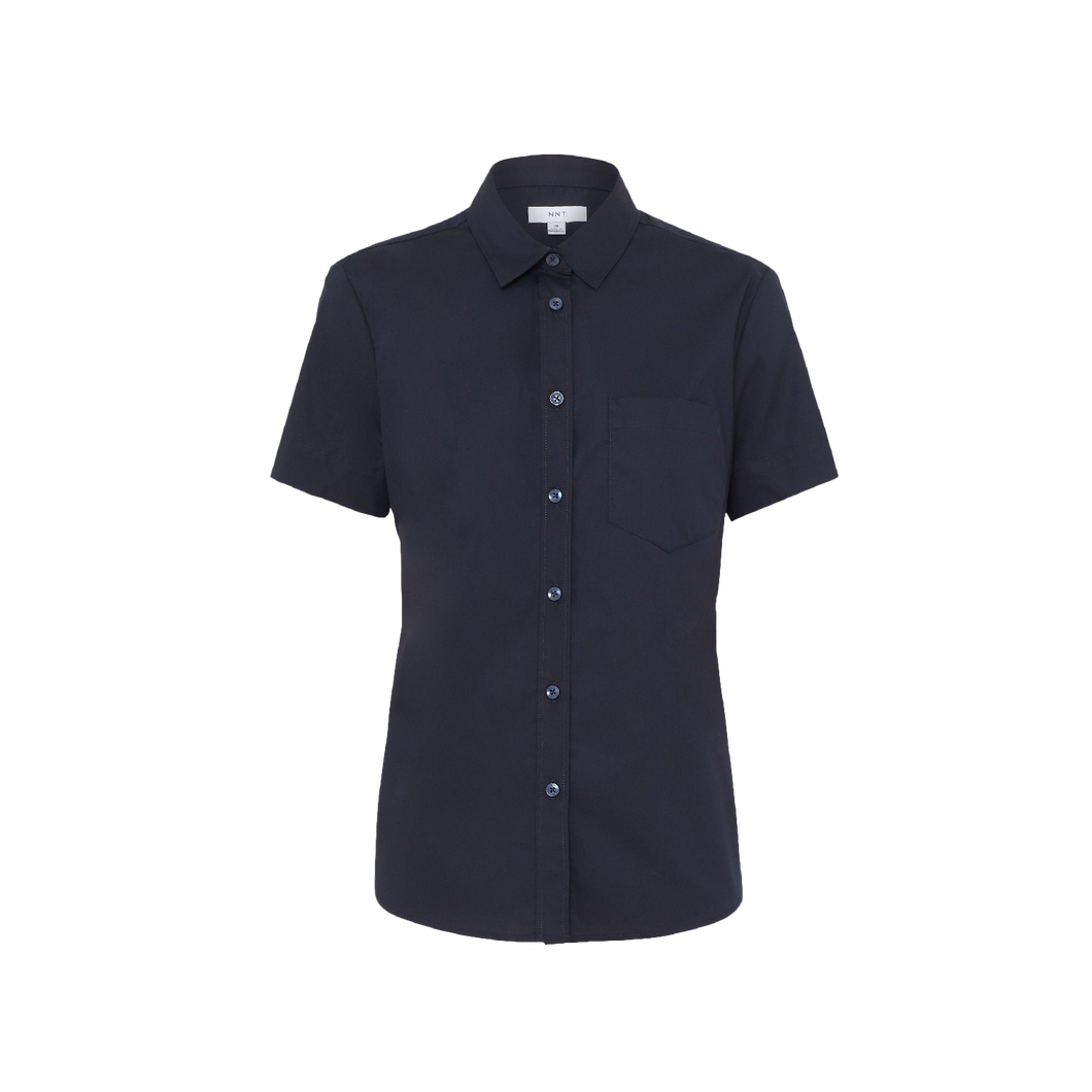 NNT Women's Avignon Stretch Short Sleeve Slim Shirt - Navy - Shirts