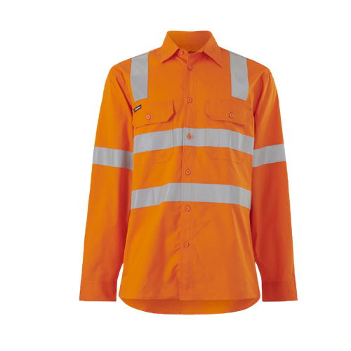 KingGee Men's Workcool Vented X Back Shirt L/S - Orange - Shirts