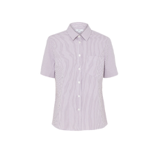 Load image into Gallery viewer, NNT Women&#39;s Avignon Fine Block Stripe Stretch Short Sleeve Shirt - Violet/White - Shirts
