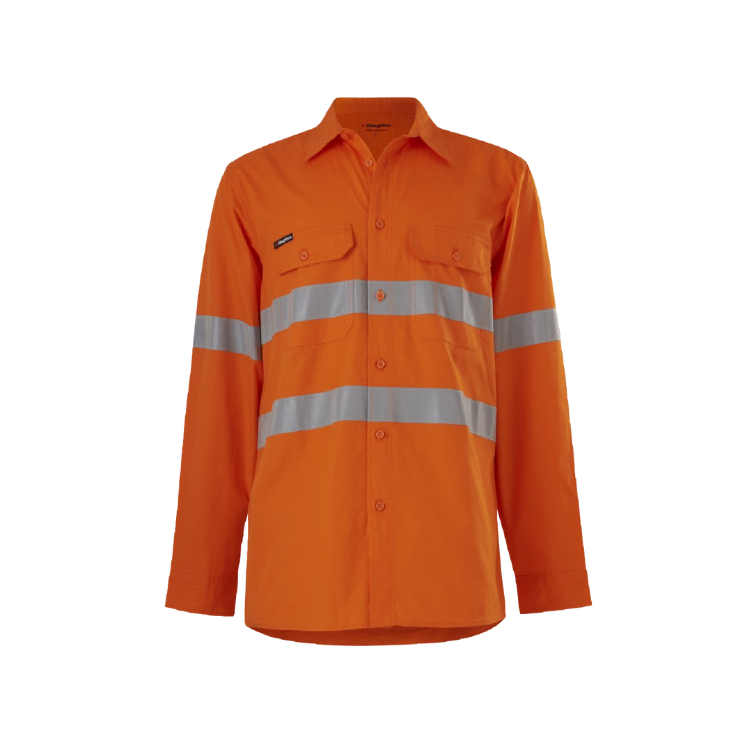 KingGee Men's Workcool Vented Shirt Taped L/S - Orange - Shirts