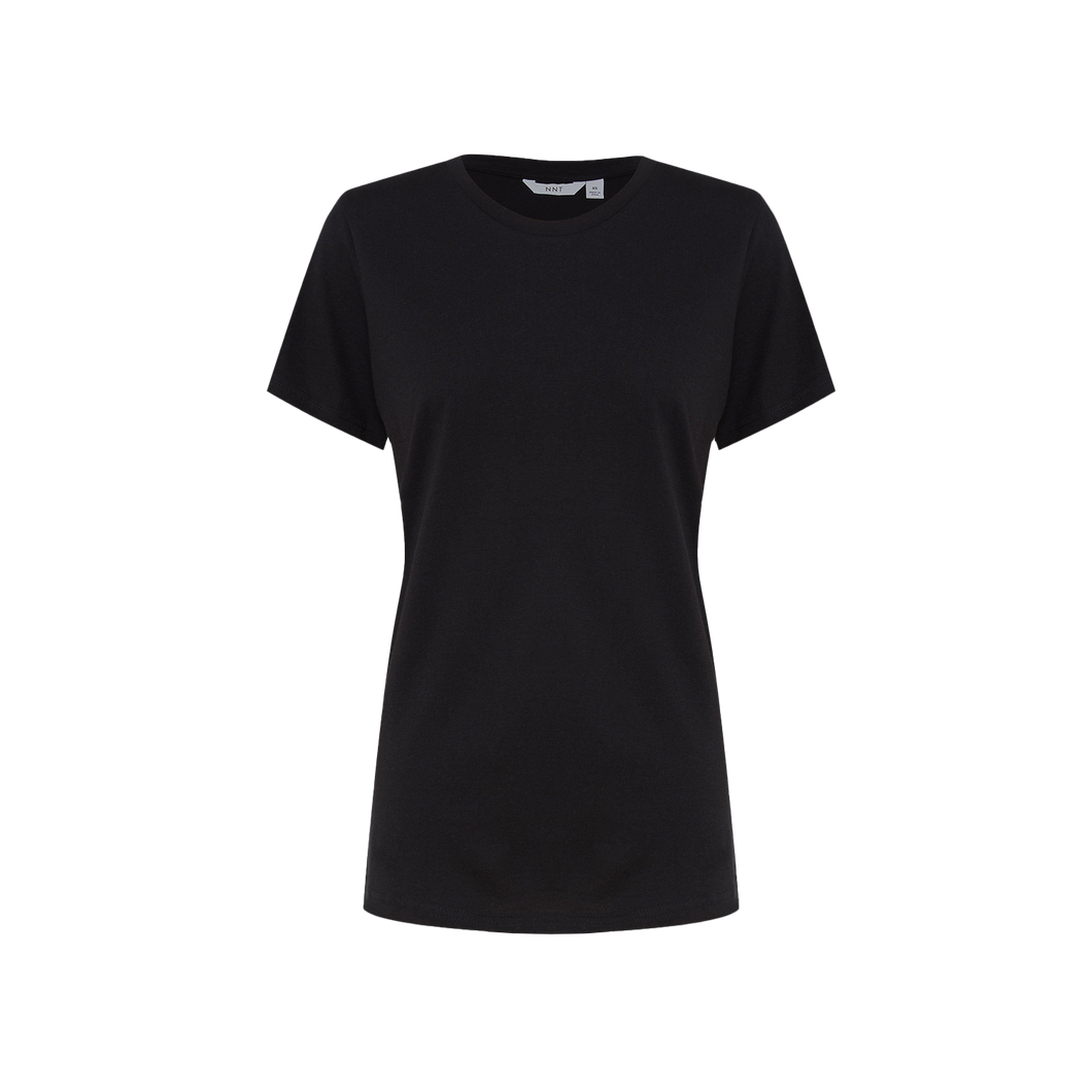 NNT Women's Cotton Jersey Short Sleeve Crew Neck Tee - Black - Shirts