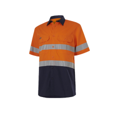 Load image into Gallery viewer, KingGee Men&#39;s Workcool Vented Spliced Shirt Taped S/S - Orange/Navy - Shirts
