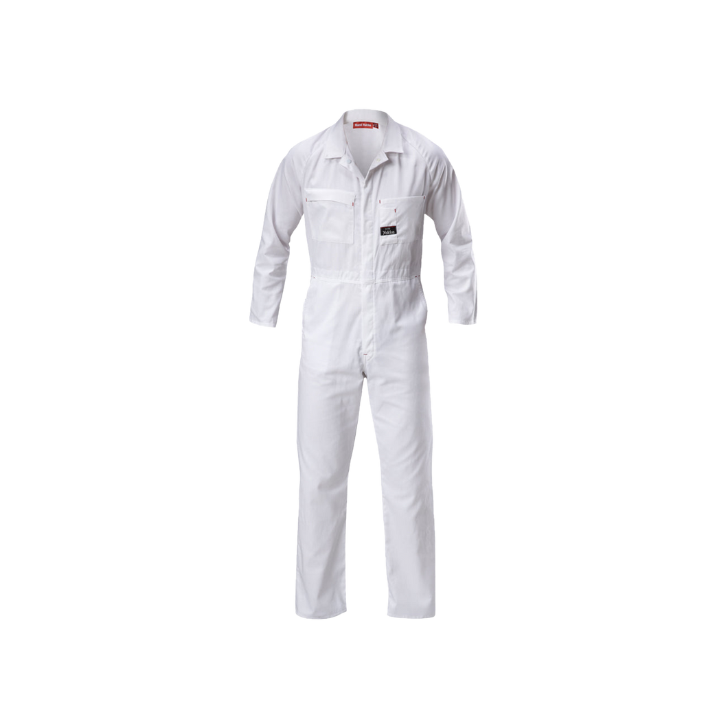 Hard Yakka Men's Foundations Lightweight Cotton Drill Coverall - White - Overalls