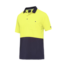 Load image into Gallery viewer, KingGee Men&#39;s Workcool Hyperfreeze Spliced Short Sleeve Polo - Yellow/Navy - Polos
