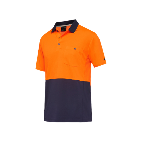 KingGee Men's Workcool Hyperfreeze Spliced Short Sleeve Polo - Orange/Navy - Polos