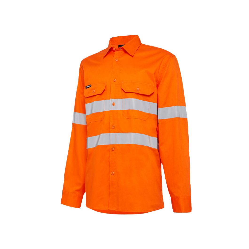 KingGee Men's Vented Drill Shirt with Tape - Orange - Shirts