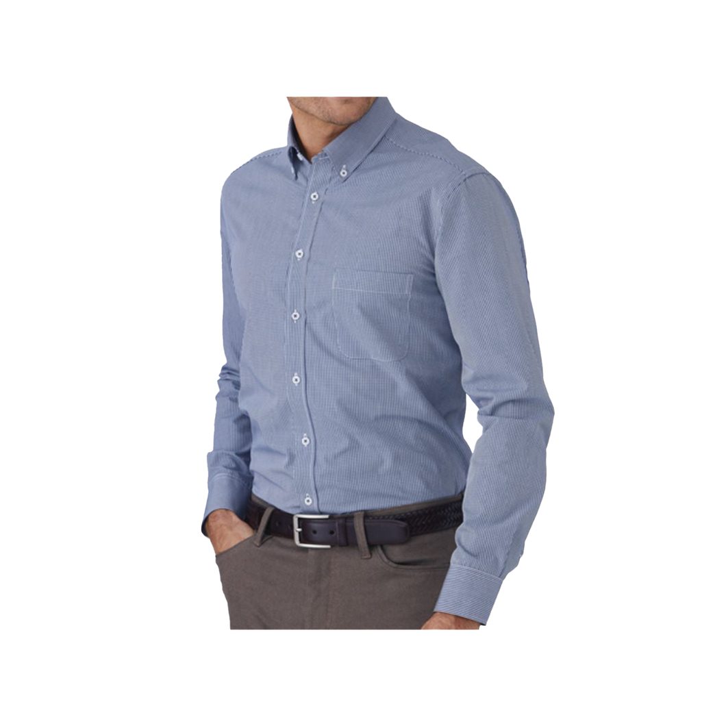 City Collection Men's Pippa Check Long Sleeve Shirt - Navy - Shirts