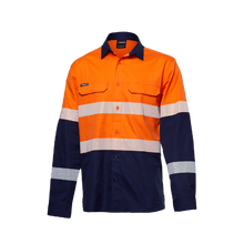 Load image into Gallery viewer, KingGee Men&#39;s Workcool Pro Bio Motion Long Sleeve Shirt - Orange/Navy - Shirts
