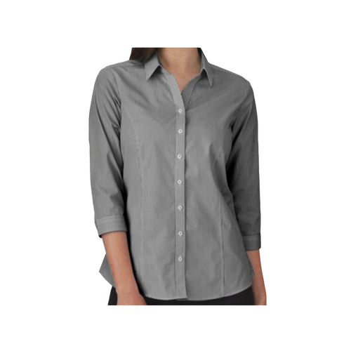 City Collection Women's Pippa Check Shirt 3/4 Sleeve - Black - Shirts