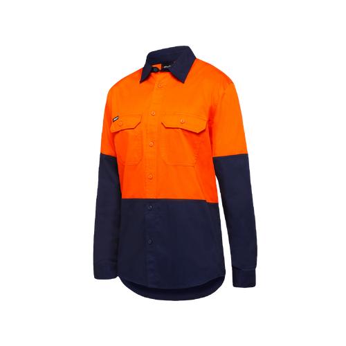 KingGee Men's Vented Spliced Drill Shirt - Orange/Navy - Shirts