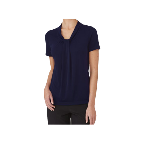 City Collection Women's Pippa Knit Short Sleeve Top- Navy - Shirts