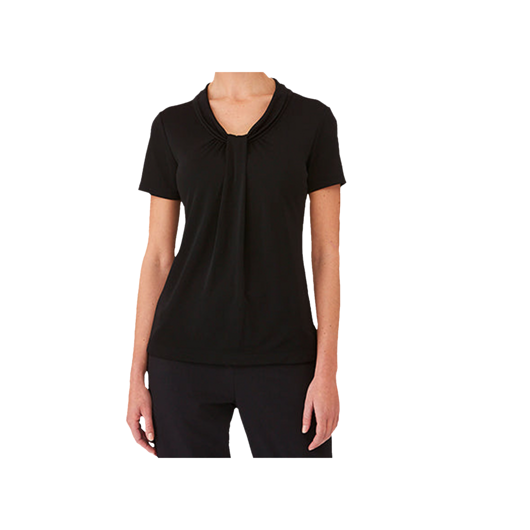 City Collection Women's Pippa Knit Short Sleeve Top- Black - Shirts