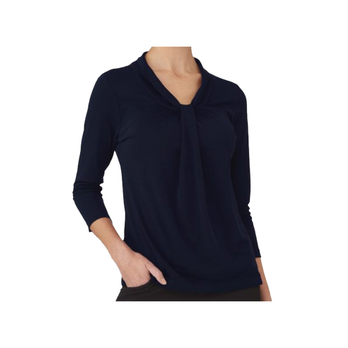 City Collection Women's Pippa Knit 3/4 Sleeve - Navy - Shirts