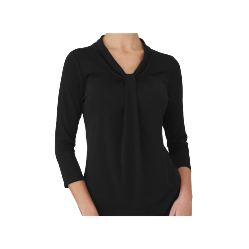 City Collection Women's Pippa Knit 3/4 Sleeve - Black - Shirts