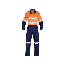 Load image into Gallery viewer, KingGee Men&#39;s Workcool 2 Reflective Spliced Combination Overall - Orange/Navy - Overalls
