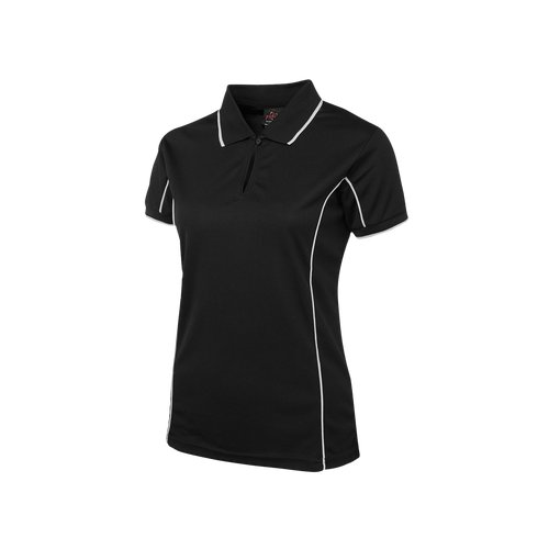 JB's Wear Women's Piping Polo - Black/White - Polos