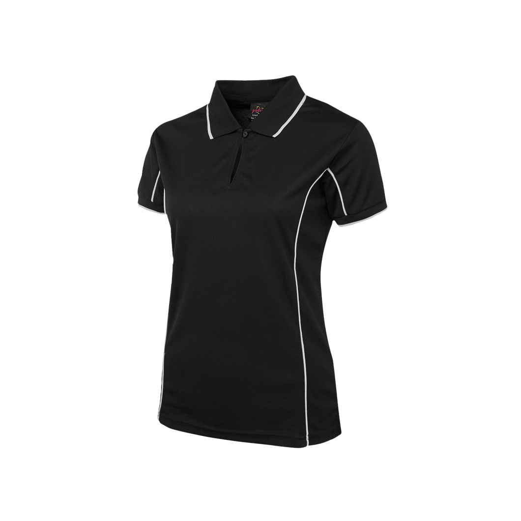 JB's Wear Women's Piping Polo - Black/White - Polos