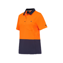 Load image into Gallery viewer, KingGee Women&#39;s Workcool Hyperfreeze Spliced Short Sleeve Polo - Orange/Navy - Polos
