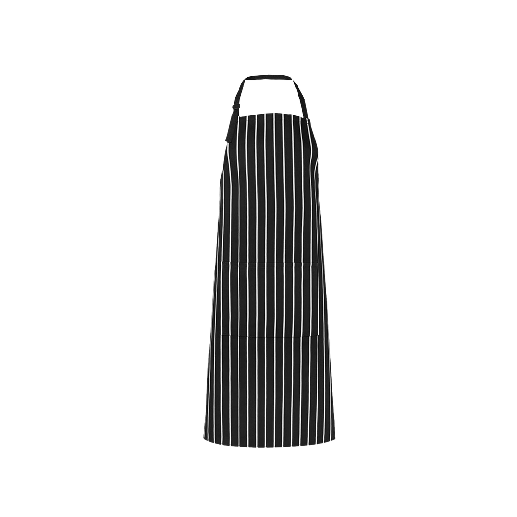 JB's Wear Unisex Striped Bib Apron - Black/White - Aprons