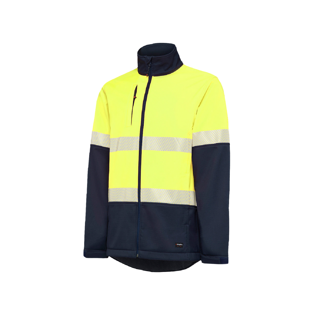 KingGee Men's Hi Vis Softshell Jacket - Yellow/Navy - Jackets