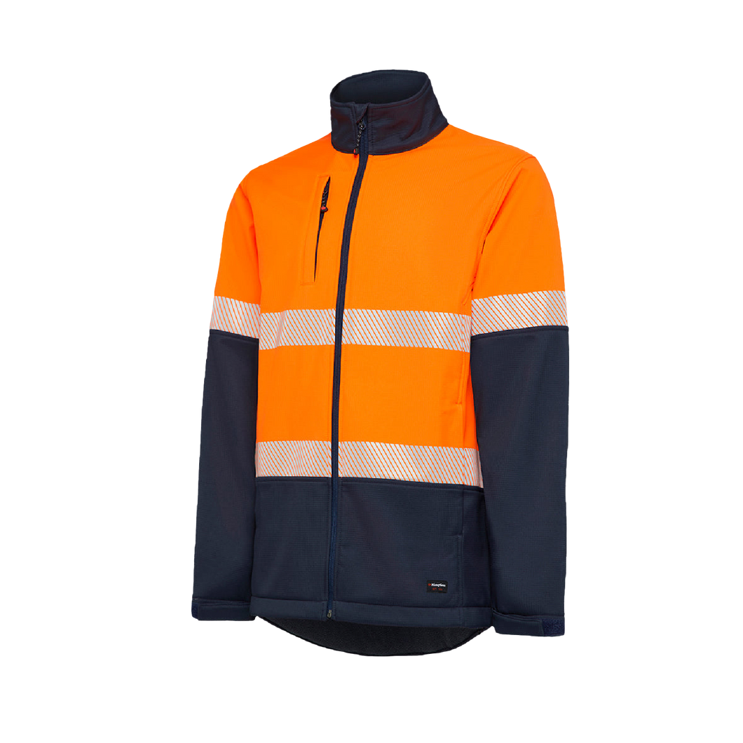 KingGee Men's Hi Vis Softshell Jacket - Orange/Navy - Jackets