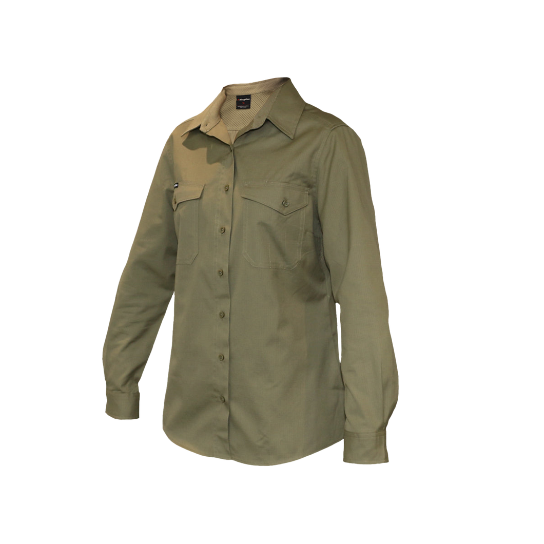 KingGee Women's Workcool 2 Long Sleeve Shirt - Khaki - Shirts