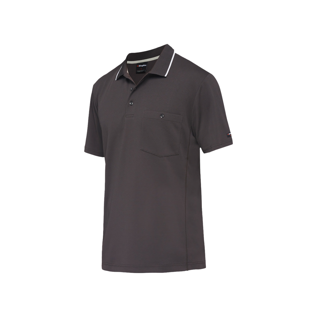 KingGee Men's Workcool Hyperfreeze Short Sleeve Polo - Charcoal - Polos