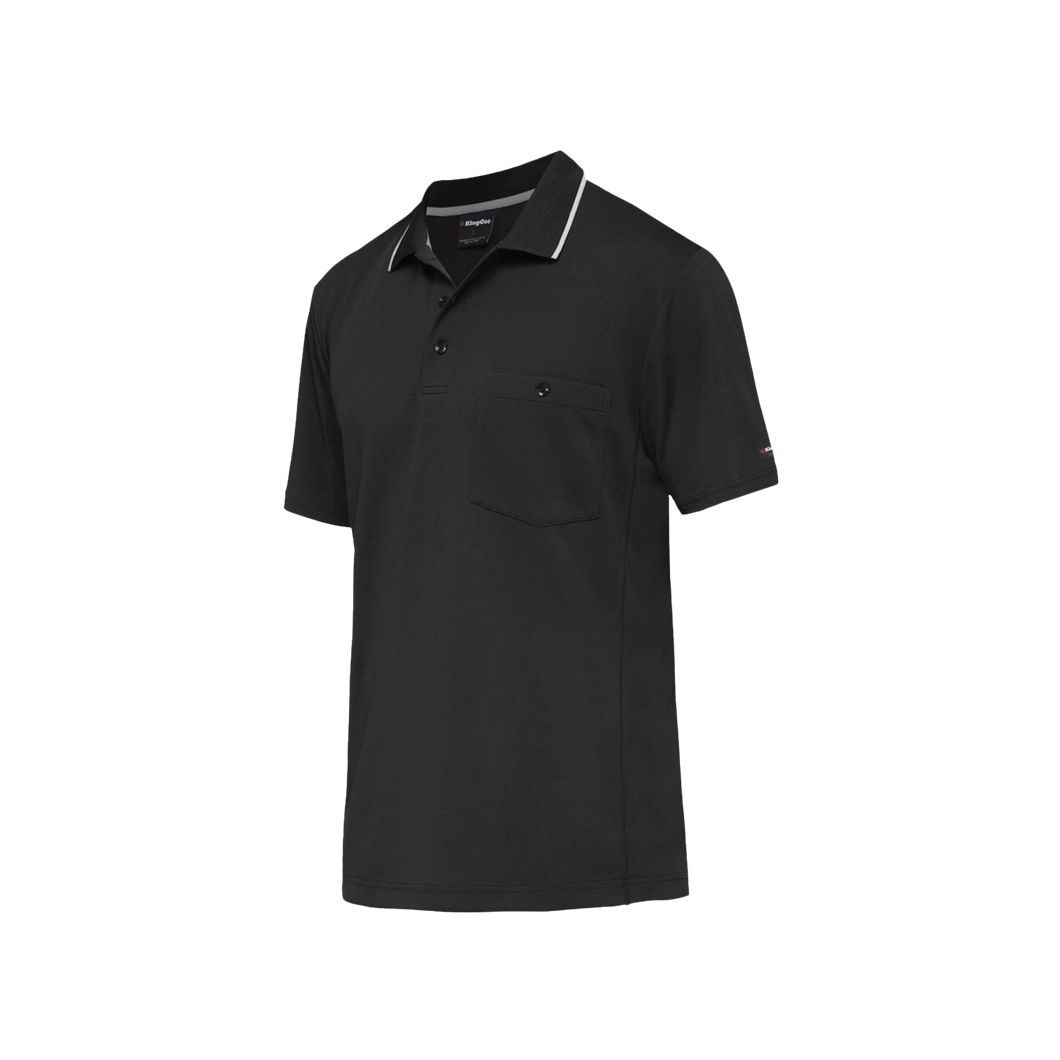 KingGee Men's Workcool Hyperfreeze Short Sleeve Polo - Black - Polos