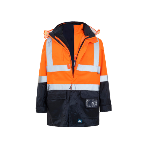 Rainbird Men's 4-in-1 Utility Jacket & Vest - Orange/Navy - Jackets