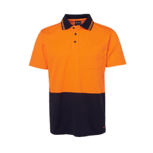 Load image into Gallery viewer, JB&#39;s Wear Men&#39;s Hi Vis Non Cuff Short Sleeve Cotton Back Polo - Orange/Navy - Polos
