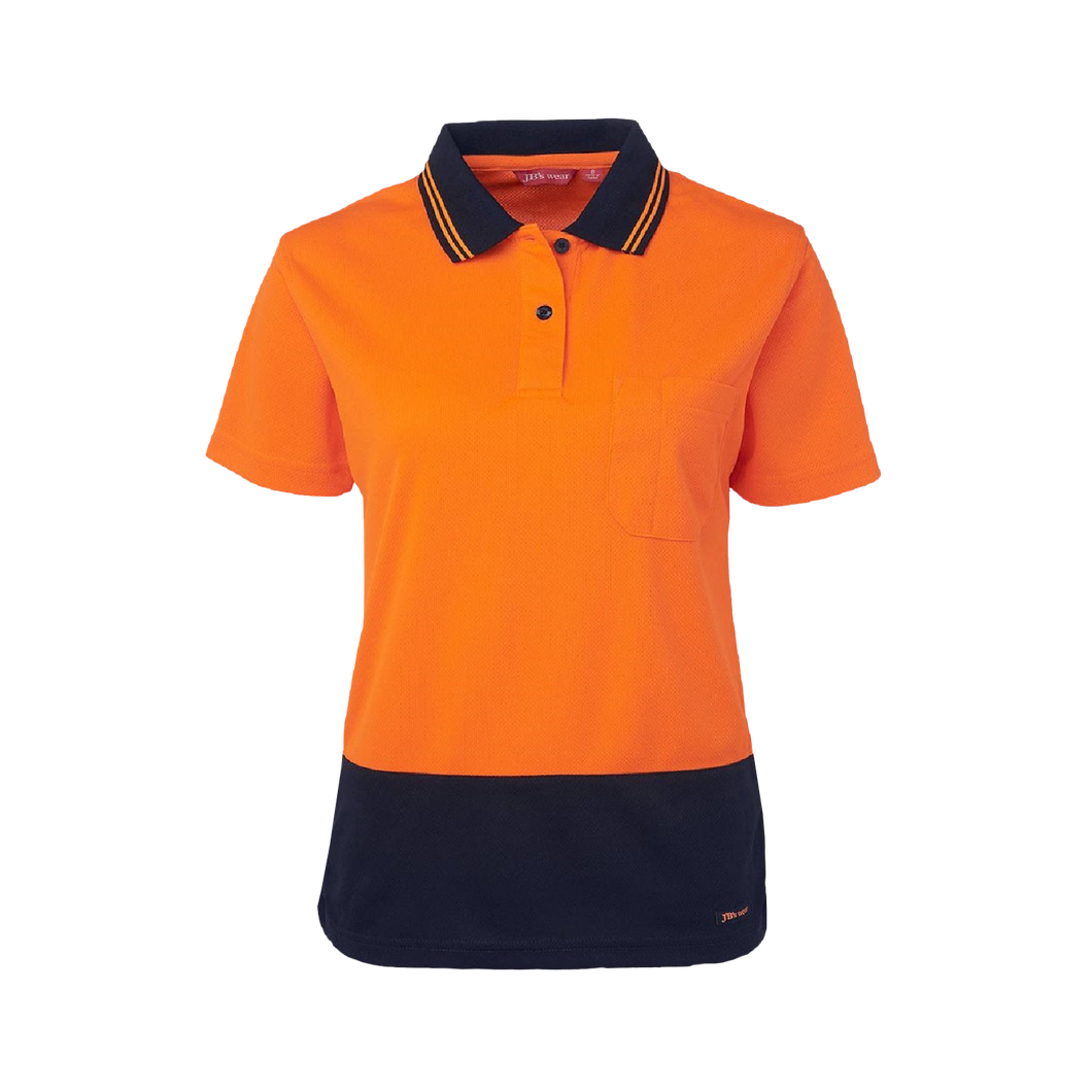 JB's Wear Women's Hi Vis Comfort Short Sleeve Polo - Orange/Navy - Polos