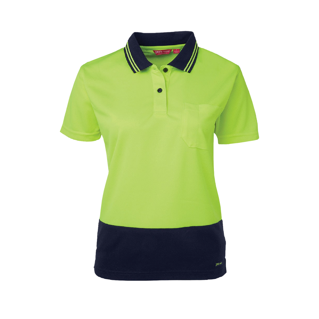 JB's Wear Women's Hi Vis Comfort Short Sleeve Polo - Lime/Navy - Polos