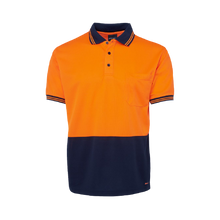 Load image into Gallery viewer, JB&#39;s Wear Men&#39;s Hi Vis Traditional Short Sleeve Polo - Orange/Navy - Polos
