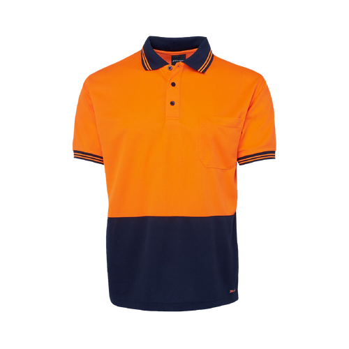 JB's Wear Men's Hi Vis Traditional Short Sleeve Polo - Orange/Navy - Polos