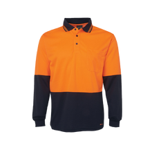 Load image into Gallery viewer, JB&#39;s Wear Men&#39;s Hi Vis Traditional Long Sleeve Polo - Orange/Navy - Polos
