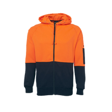 Load image into Gallery viewer, JB's Wear Men's Hi Vis Fleecy Hoodie - Orange/Navy - Hoodies/Jumpers
