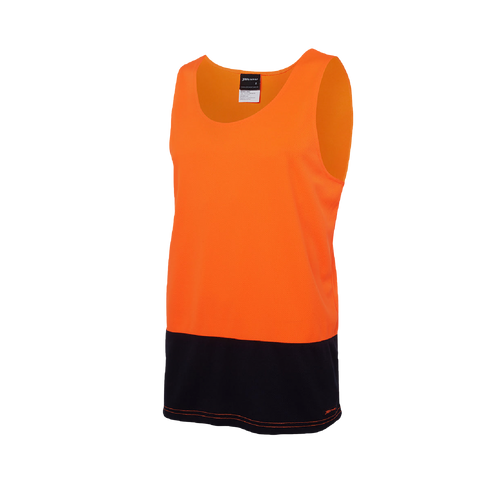 JB's Wear Men's Hi Vis Traditional Singlet - Orange/Navy - Singlet