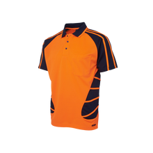 Load image into Gallery viewer, JB&#39;s Wear Men&#39;s Hi Vis Spider Short Sleeve Polo - Orange/Navy - Polos
