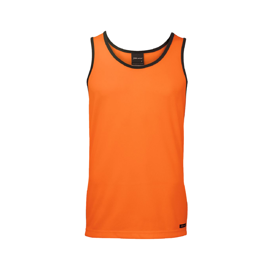 JB's Wear Men's Hi Vis Contrast Singlet - Orange/Navy - Singlet