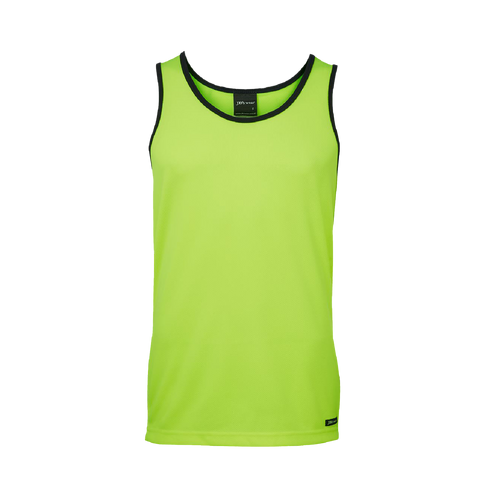 JB's Wear Men's Hi Vis Contrast Singlet - Lime/Navy - Singlet